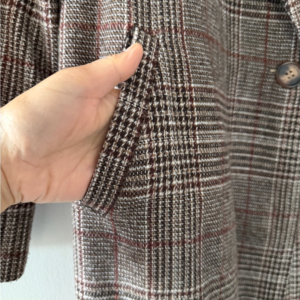 SHEIN Brown Plaid Long Trench Coat - Picture 8 of 11